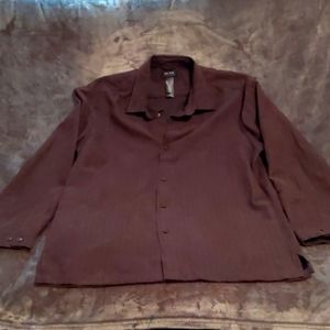 Brown striped button down dress shirt